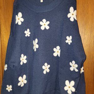 1x Terra & Sky Daisy Sweater 16w/18w Navy Yellow White Plus